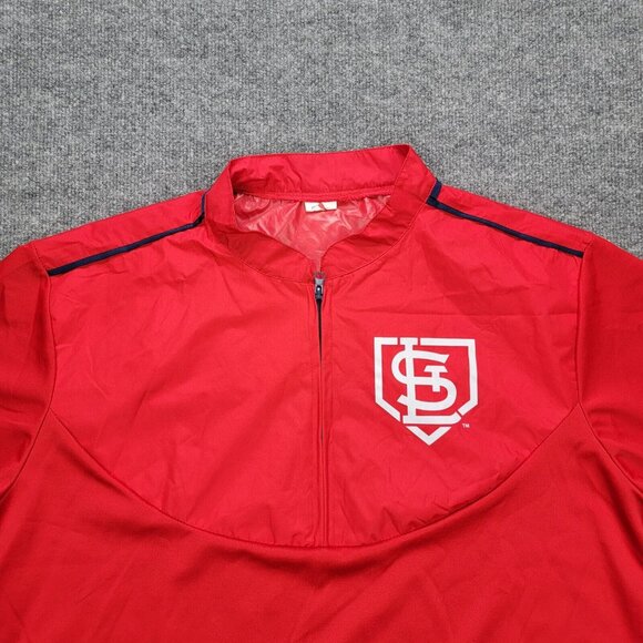 St Louis Cardinals Jersey Mens XL Red 1/4 Zip Pullover MLB Baseball Sports - Picture 3 of 9
